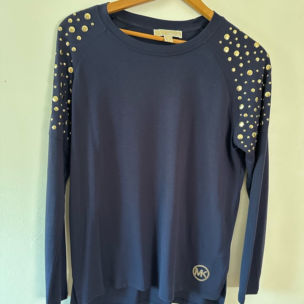 Michael Kors Navy Studded Sweatshirt